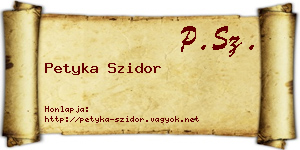 Petyka Szidor névjegykártya